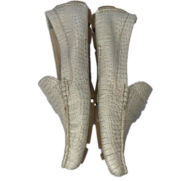 Cole Haan Trillby driving Moccasin penny loafer Leather Crocodile 8 white chic - Picture 7 of 16